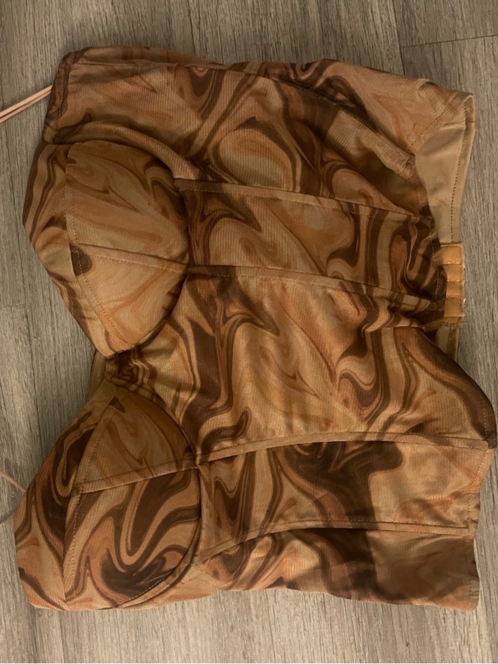 Swirl Print Corset Top in Brown Tones